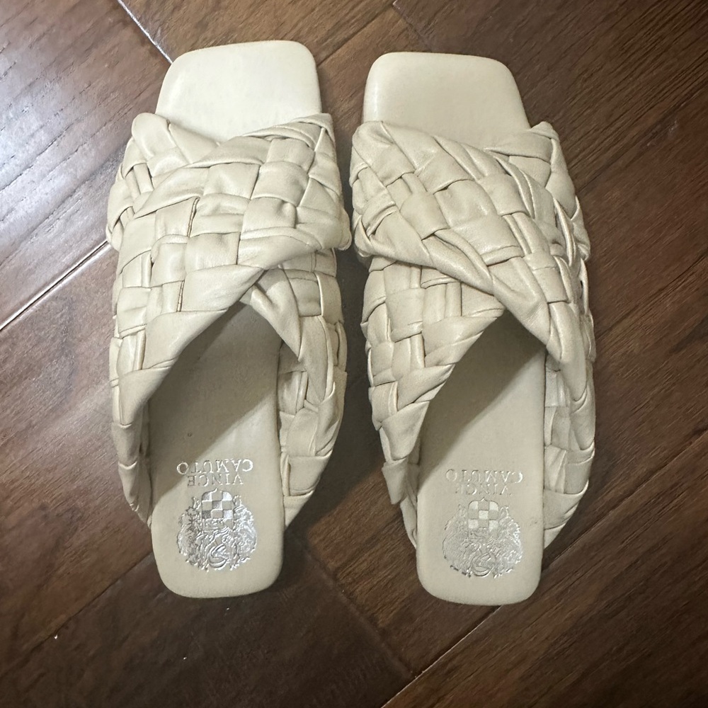 Size 8 Vince Camuto off-white mule sandals… NEVER been worn